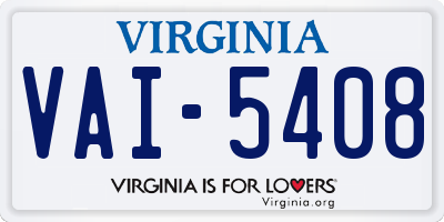 VA license plate VAI5408