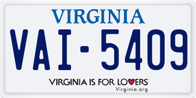 VA license plate VAI5409