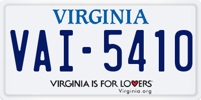 VA license plate VAI5410