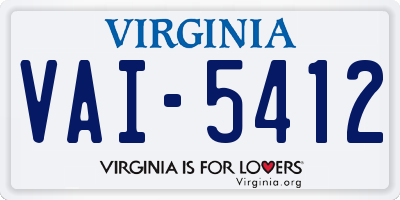 VA license plate VAI5412
