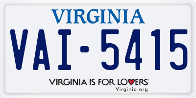 VA license plate VAI5415