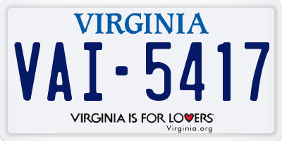 VA license plate VAI5417