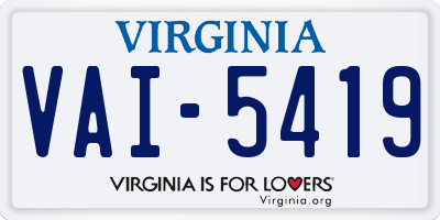 VA license plate VAI5419
