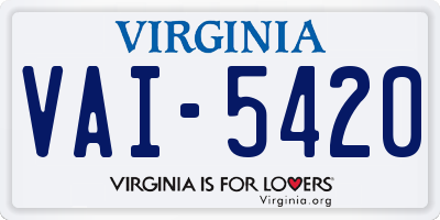 VA license plate VAI5420