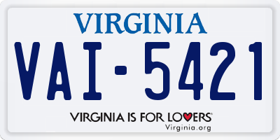 VA license plate VAI5421