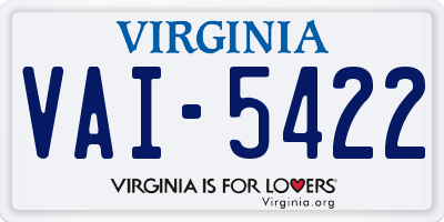 VA license plate VAI5422