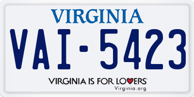 VA license plate VAI5423