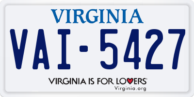 VA license plate VAI5427