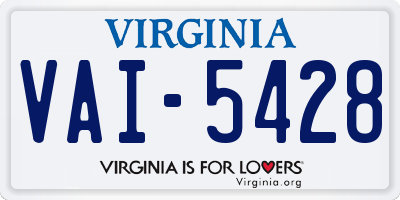 VA license plate VAI5428