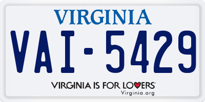 VA license plate VAI5429