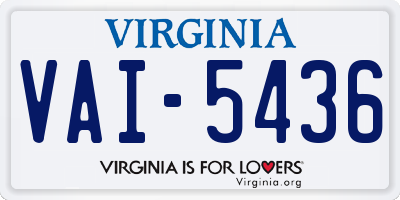VA license plate VAI5436