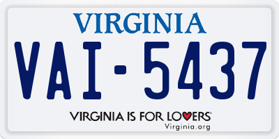 VA license plate VAI5437