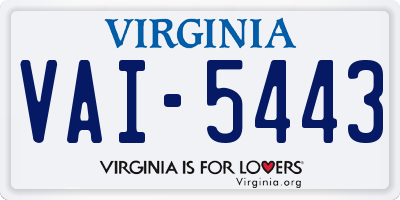 VA license plate VAI5443