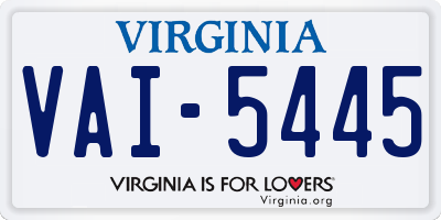 VA license plate VAI5445