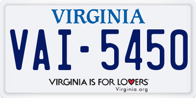VA license plate VAI5450