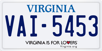 VA license plate VAI5453