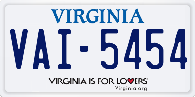 VA license plate VAI5454