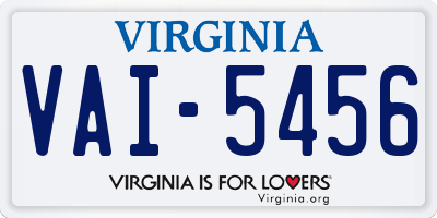 VA license plate VAI5456