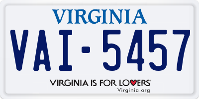 VA license plate VAI5457
