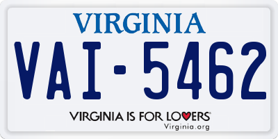 VA license plate VAI5462