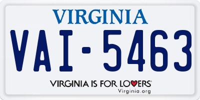 VA license plate VAI5463