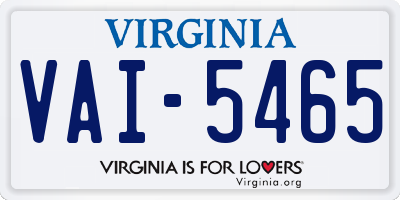 VA license plate VAI5465