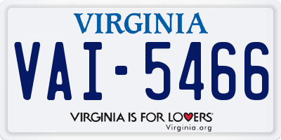 VA license plate VAI5466