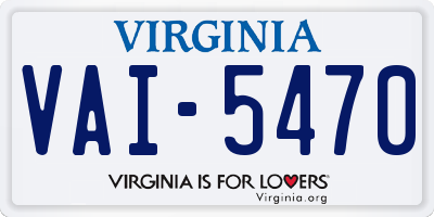VA license plate VAI5470