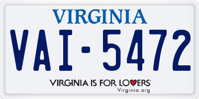 VA license plate VAI5472