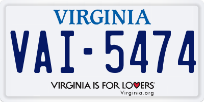 VA license plate VAI5474
