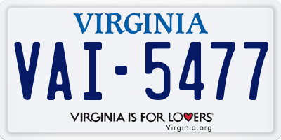 VA license plate VAI5477
