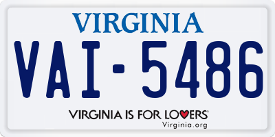 VA license plate VAI5486