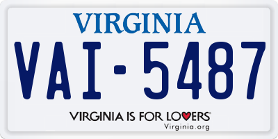 VA license plate VAI5487