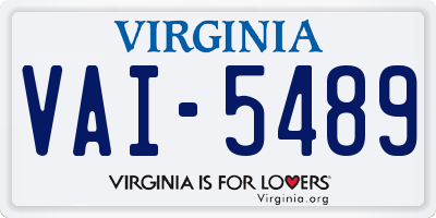 VA license plate VAI5489