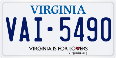 VA license plate VAI5490