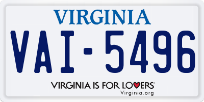 VA license plate VAI5496
