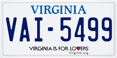 VA license plate VAI5499