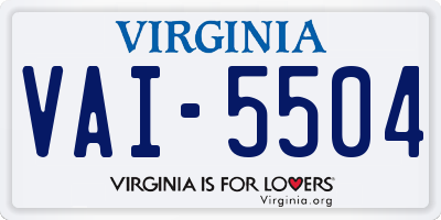 VA license plate VAI5504