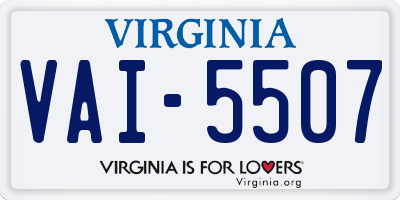 VA license plate VAI5507