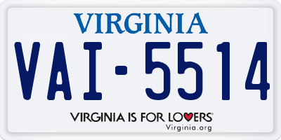 VA license plate VAI5514