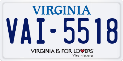 VA license plate VAI5518