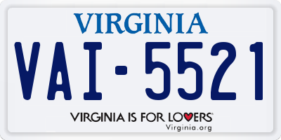 VA license plate VAI5521
