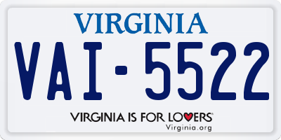 VA license plate VAI5522