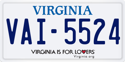 VA license plate VAI5524