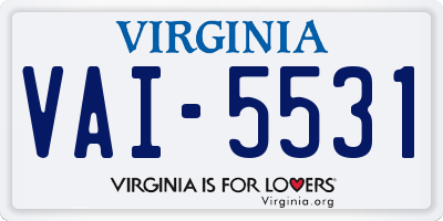 VA license plate VAI5531
