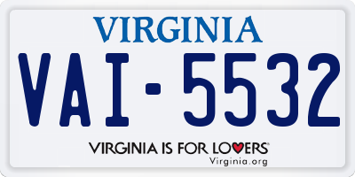 VA license plate VAI5532