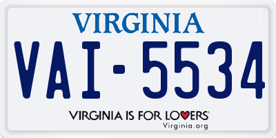 VA license plate VAI5534