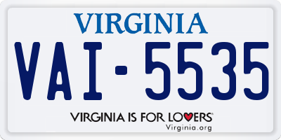 VA license plate VAI5535