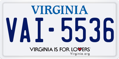 VA license plate VAI5536