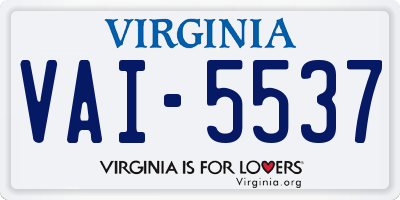 VA license plate VAI5537